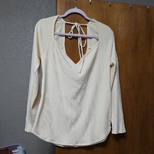 Elegant Cream Tie-Back Women's Blouse